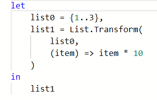 Figure 1 - List.Transform with simple lambda expression